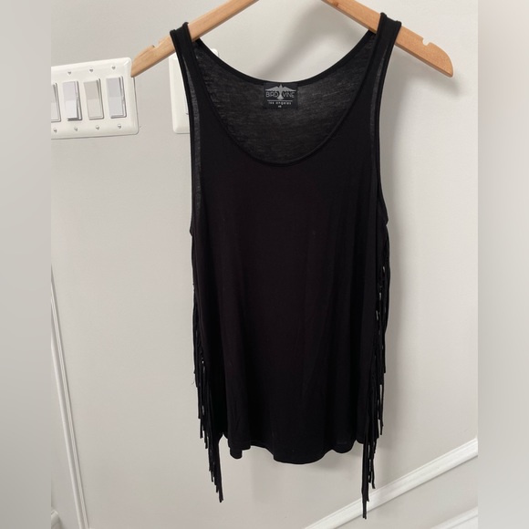 BIRD & VINE Black Fringed Top - Picture 1 of 3